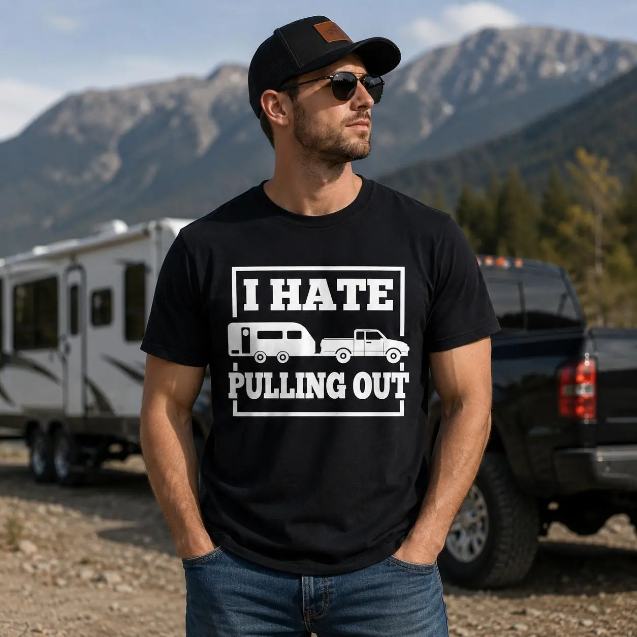Funny RV Camping T-Shirt for Men, Camper Trailer Graphic Tee, Camping Humor Outdoor Adventure Shirt Hoodie - Sweatshirt