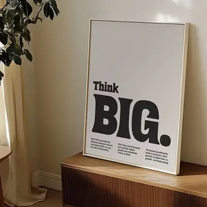 [UNFRAMED POSTER] Think Big Poster, Frameless Bold Typography Motivational Wall Art, Inspirational Office & Home Decor for School Dorm Restaurant Living Room Bedroom, Indoor/Outdoor Use