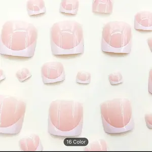 24pcs Minimalist White French Tip Press On Toenails for Women and Girls - Glossy Finish Nail Art Nail Polish Nail Care Salon Cosmetic Manicure Cutics Acrylic