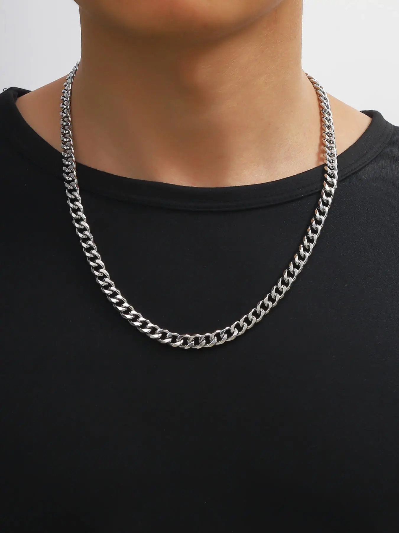 Men's Summer 2024 Simple Plain Stainless Steel Necklace, Casual Versatile Jewelry As Gift for Boy, Classic Fashion Accessories for Daily Wear