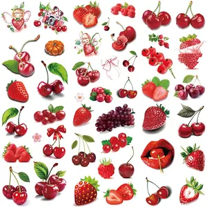 6 Pcs Water Transfer Printing Stickers, Elegant Design, Waterproof Sweat-Proof Non-Glare Tattoos, 3D Butterfly Cherry Lip Fake Tattoos