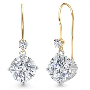 Gem Stone King 5.13 Cttw IGI Certified Lab Grown Diamond in 14K Two-Tone Gold Earrings for Women | Round Center Diamond 2.50 Ct | D-E Color | VS1-VS2 Clarity