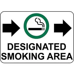 Arrow Wall Decor Designated Smoking Area W Right Arrow Aluminum Metal Sign 12 in x 8 in Road Signs Metal