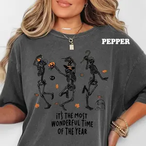 Most Wonderful Time of The Year Halloween Shirt - Unisex Apparel Relaxed Fit Printed In The USA Clothing Womenswear Casual Comfort Cotton Top Athletic Boho Chic(Sheet)