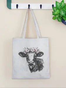 Bull Pattern Printed Handbag, Large Capacity Shoulder Bag, Casual Simple Daily Use, Suitable for Men and Women, All Seasons