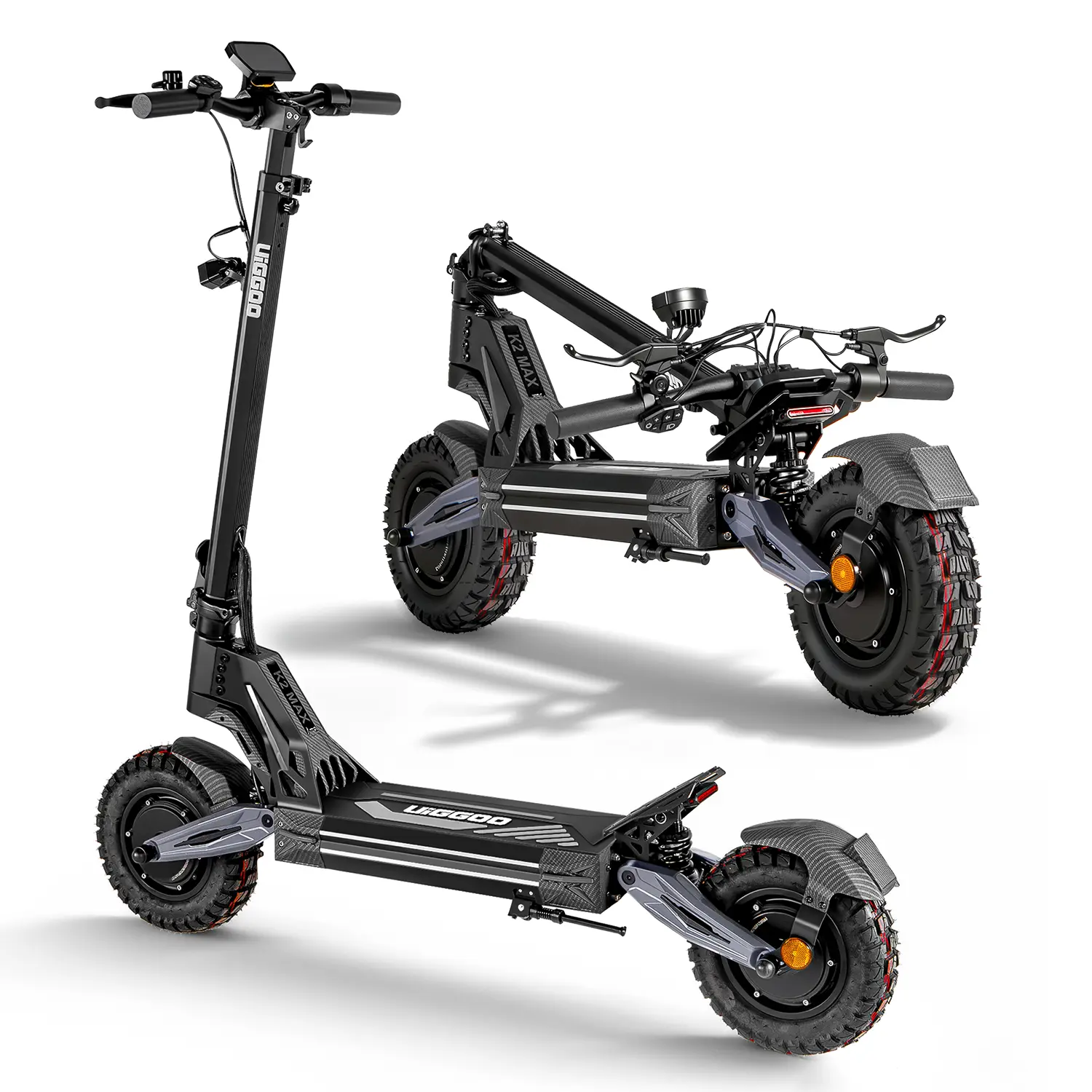 Uiggoo K2MAX adult electric scooter, with a speed of 45 MPH, a 4000W motor, NFC card unlocking, 60V 27AH battery, the longest riding distance is 42 miles, equipped with front and rear shock absorbers, and a foldable electric scooter.