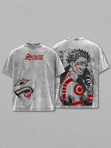 Sukuna Tee Washed Jujutsu Kaisen Execution The Movie Culling Game Arc Vintage Oversized Heavy Cotton Double Printed Anime Manga T Shirt Retro Unisex Streetwear Graphic Top Ryomen Sukunas Vessel Curse King Edition JJK Japanese Otaku Gift Tee Apparel
