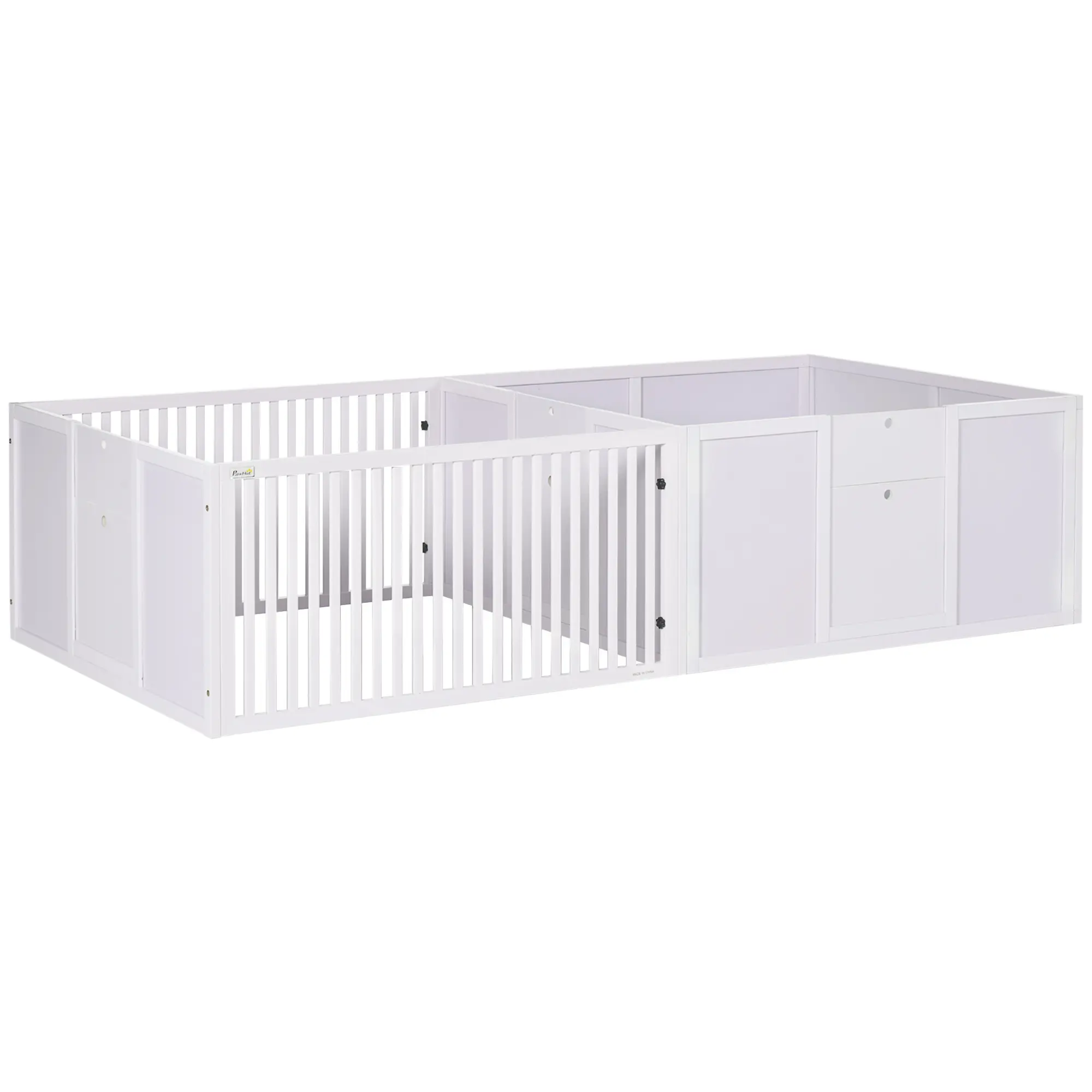 PawHut Whelping Box for Dogs Built for Mother's Comfort, Dog Whelping Pen with Removable Doors, Puppy Playpen for Indoors, Newborn Puppy Supplies & Essentials, 81" x 39" x 20", White