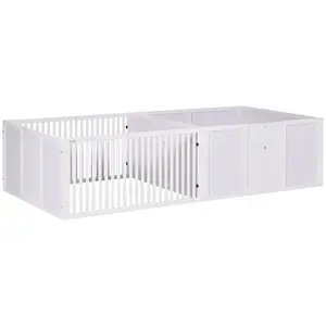 PawHut Whelping Box for Dogs Built for Mother's Comfort, Dog Whelping Pen with Removable Doors, Puppy Playpen for Indoors, Newborn Puppy Supplies & Essentials, 81" x 39" x 20", White
