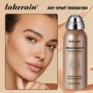 Lakerain Matte Airy Spray Foundation, Sweatproof & Waterproof, Water-Light Airy Texture, Light Coverage, Infused with Hyaluronic Acid & Niacinamide, Buildable for Natural Nude Look or Body Glow, 4 Shades for All Skin Tone
