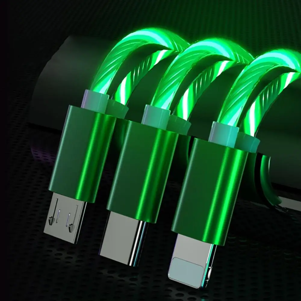 Luminous Mobile Phone Data Cable, 1 Count Phone Charging Cable, LED Party Light Micro USB Type C Charger Cable For Samsung iPhone, USB Connector, Elec