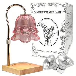 Safe Flameless Candle Warmer Lamp - Gold Floral Designwith Timer & Height Adjustable Base for Continuous Scent & Home Decoration