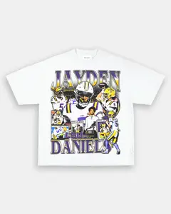 JAYDEN DANIELS TEE Shirt To Match Sneaker Hiphop Vintage 90s Graphic Football T-Shirt, Unisex Bootleg Sport T-Shirt, Cotton Shirt Clothing Gift for Him Y2K Aesthetic Hoodie Sweatshirt