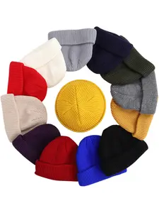Beanie Hat Knit Ski Cap Fisherman Beanie for Men Women‘s solid color knitted hat jewelry accessories Fashion Beanie Fitted Hat Beanie