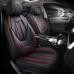 Four-Season PU Leather Car Seat Covers, Automotive Seat Covers, Compatible with Toyota Honda Nissan Peugeot Volkswagen Buick Chevrolet, Lumbar Support, Dustproof Mat