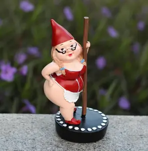 Steel Pipe Dancers Dwarf，Gnome Garden Decorations Resin Statue Outdoor Statue Lawn Yard Balcony Porch Home Decorations Garden Decor