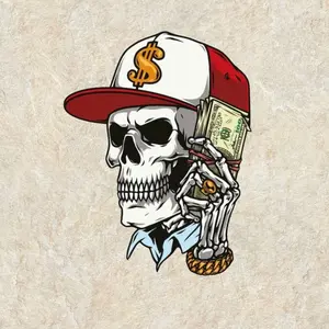 Iconic Skull Money Sticker, Laptop Water Bottle Decal Sticker