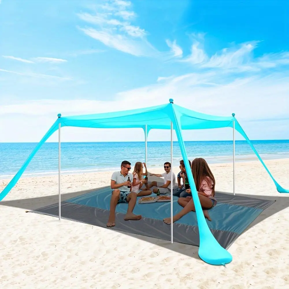 10'x10' Pop Up Beach Canopy Tent | UPF 50+ Sun Shade for 6-8 People, Portable Waterproof Windproof Beach Sun Shelter