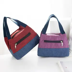 Portable Thermal Lunch Box Bags Large Capacity Canvas Cloth Food Storage Handbags Travel Picnic Pouch Insulated Cooler Bento Bag