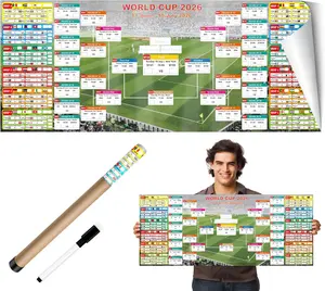 2026 World Cup Schedule Poster – Extra Large 43.31"x17.72" Waterproof PP, Dry Erase Soccer Tournament Wall Chart with Knockout Bracket & Group Stage Tracker – Perfect for Home, Office, Bar, Viewing Parties & Fans