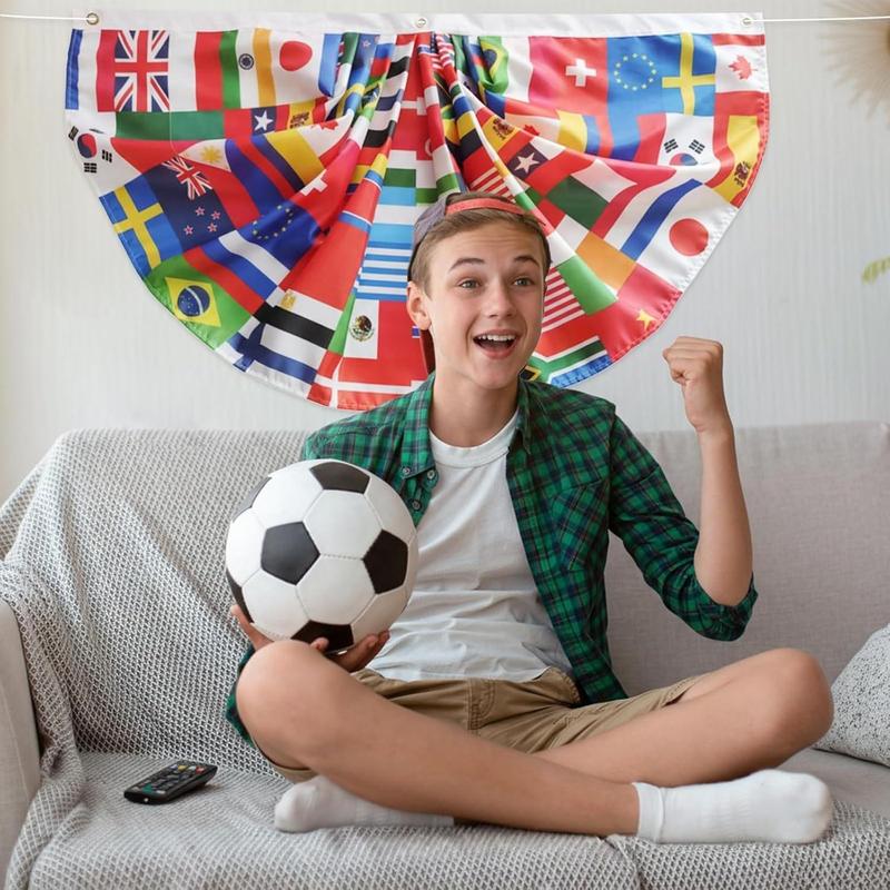 International flags fluttering, indoor and outdoor decorations for fans