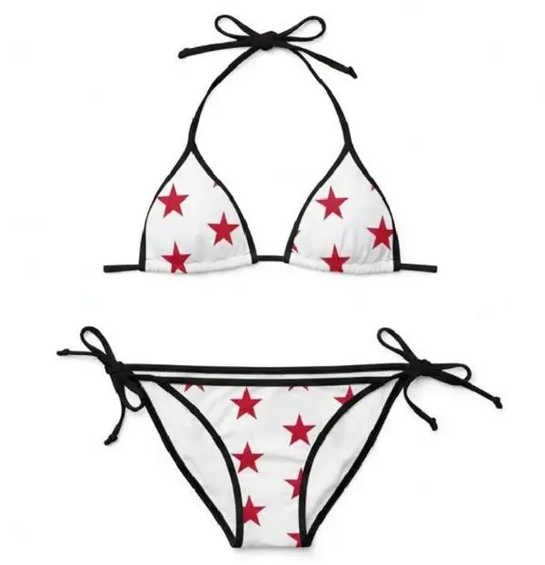Red Star Pattern Bikini - Beachwear for Ladies  Bathing Suit