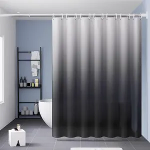 Gradient Gray Bathroom Curtain with 12pcs Hooks, 1 Count Modern Simple Bathroom Curtain, Bathroom Accessories for Home Hotel Salon Dormitory Decor, Shower Curtain Liner