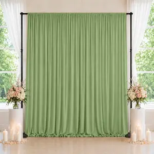 Spandex Backdrop Curtain Sage Green 10ft x 10ft, 4-Way Stretch Wrinkle-Free Photo Booth Backdrop with Rod Pockets for Wedding & Events