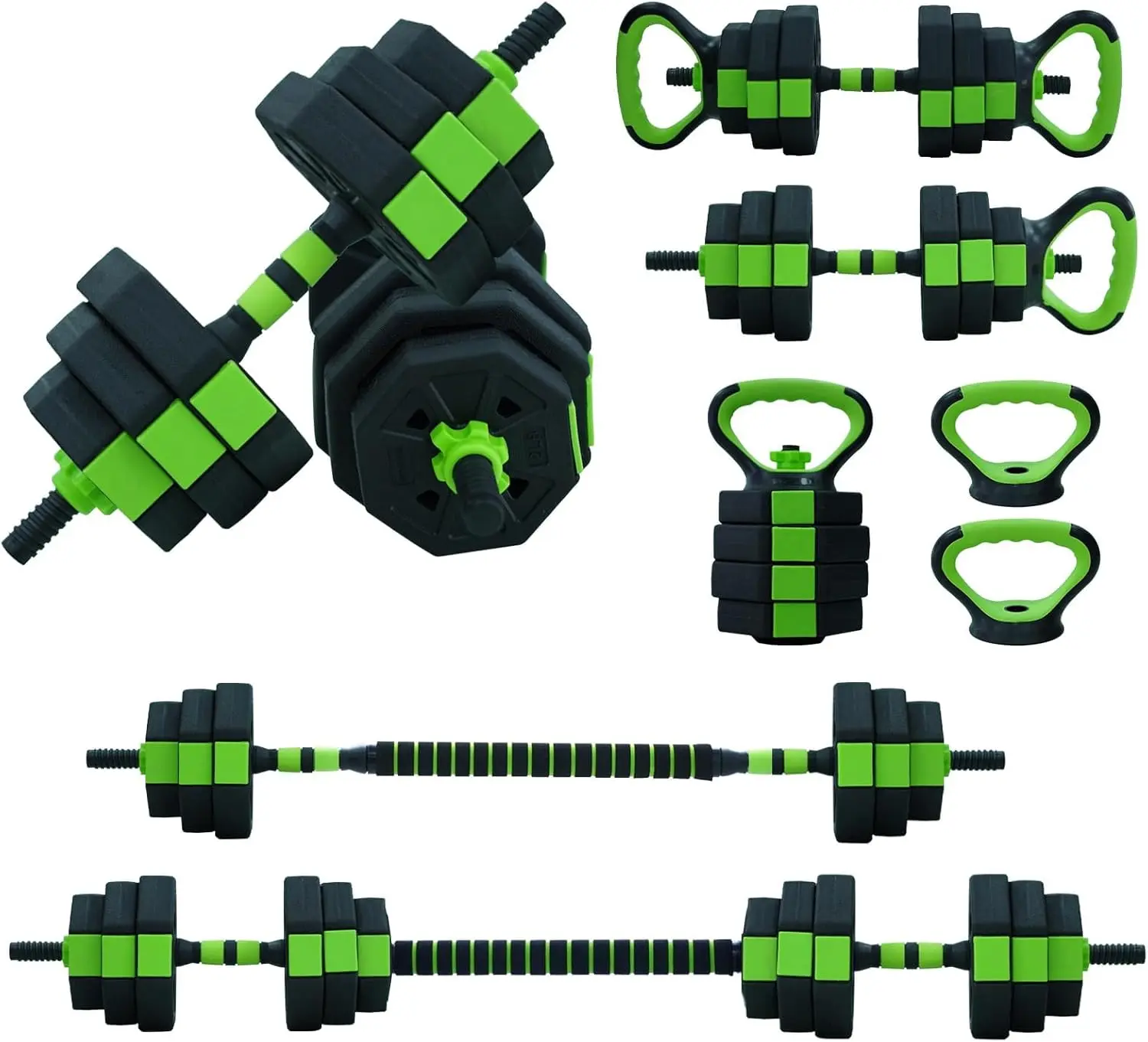 4-In-1 Adjustable Dumbbell Set, Adjustable 44lbs Dumbbell Weights Work As Dumbbell/Barbell/Kettlebell/Push Up Stand for Home Gym