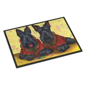 212 MAIN 18x27 in. Scottish Terrier Felt Textile Rug - Indoor-Outdoor Mat with Rubber Backing, Cute Scottie Print Decor, Durable Household Accessory, Indoor Outdoor Rugs