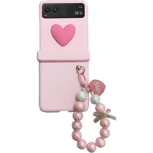 Case for Motorola Razr 2023 Moto Razr 2023 Phone Case Pink |   Cute, Case with Chain, Hinge Protection, Lovely Heart Design, Shockproof