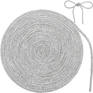 20 Yards Rhinestone Glitter Shoelaces Shoe Laces Cord  Bling Shiny Round Cords Hoodie Drawstring for DIY Sweatpants Sneakers Hoodies Dress Decorations, White