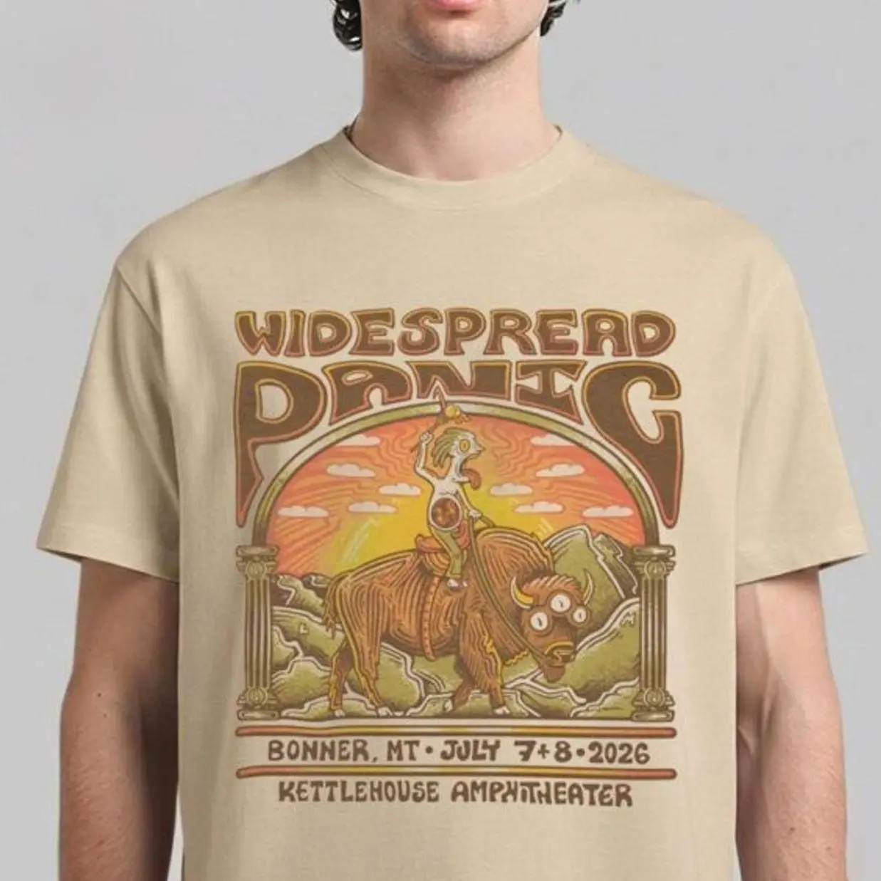 Widespread Panic Bonner Montana 2026 Merch Tee At Kettlehouse Amphitheater On July 7-8 2026 Art By Andrew Sax T-Shirt F3C KCB