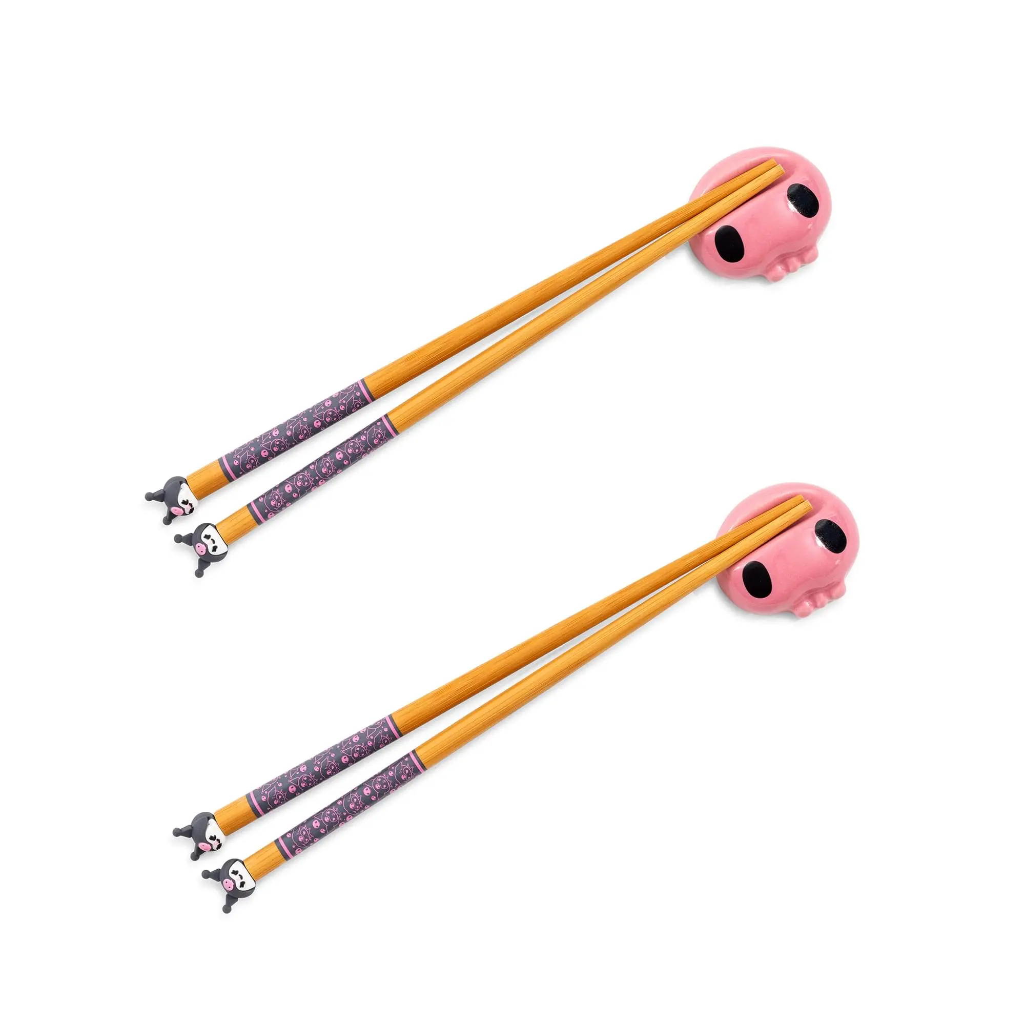 Sanrio Kuromi 2-Pair Bamboo Chopstick Set With Ceramic Rests Sanrio Kuromi 2-Pair Bamboo Chopstick Set With Ceramic Rests