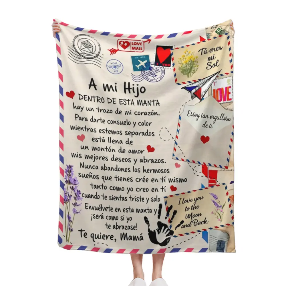 Soft Throw Blanket with Spanish Alphabet Heart Design, A Letter to My Son & My Daughter Custom Blanket, Cozy for Couch, Ideal Gift for Birthday Back-to-School Graduation Easter, Perfect Presents for Son and Daughter