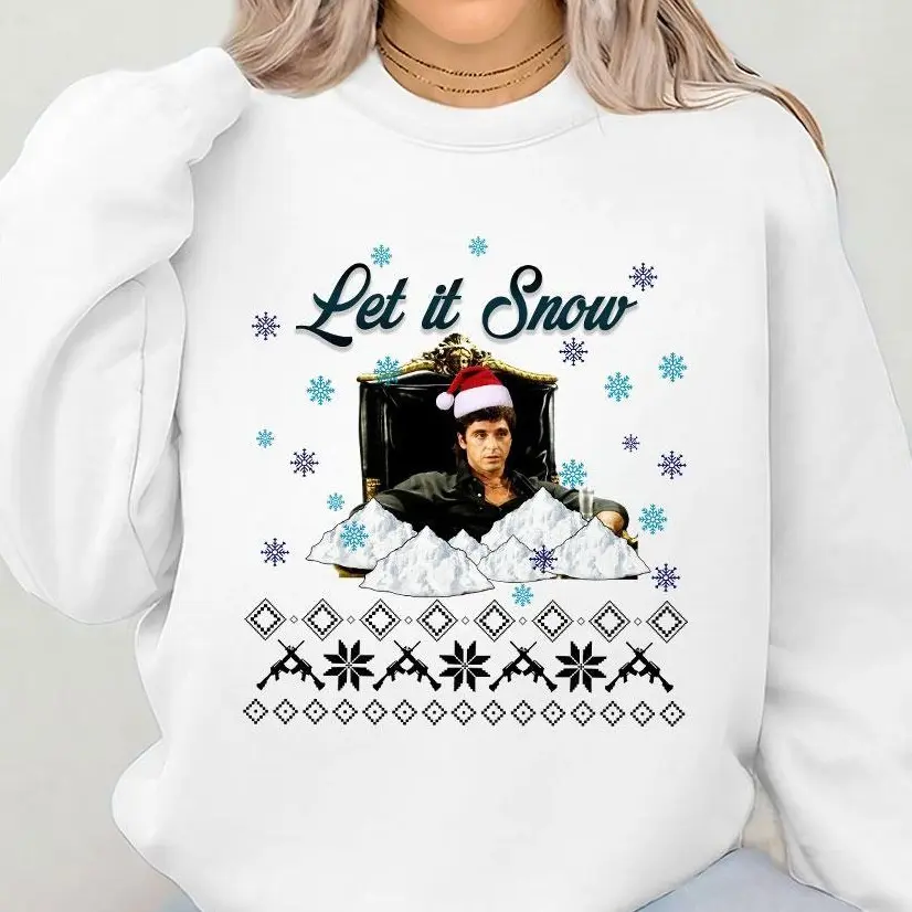 Let It Snow Scarface Movie Sweatshirt, Tony Montana Shirt, Al Pacino Scarface The World Is Yours, Retro 90s Film Unisex Tee, Hoodie, Sweater