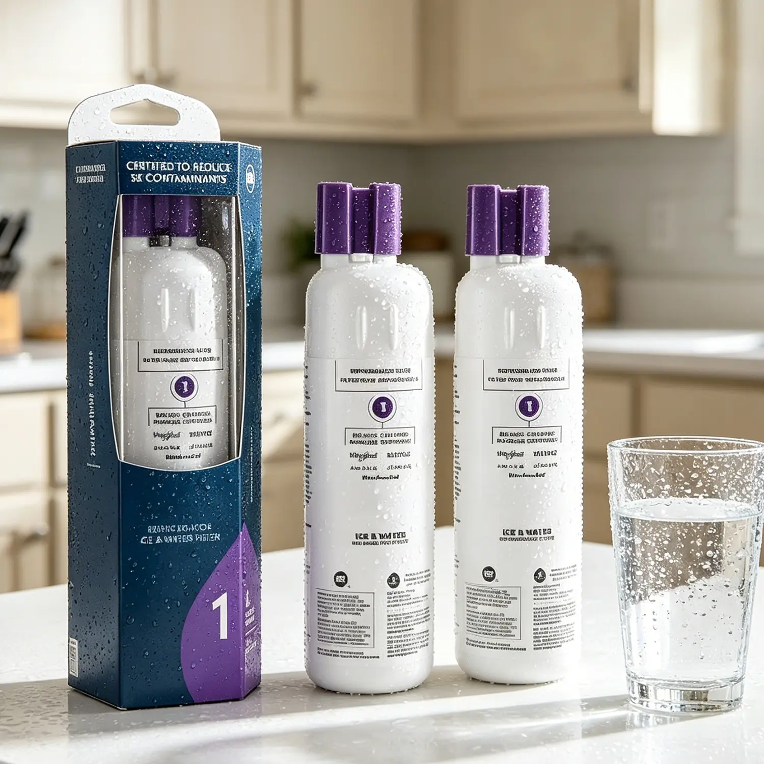 EDR1RXD1 Water Filter Replacement for Whirlpool, Everydrop Filter 1, W10295370a, WHR1RXD1, KAD1RXD1, Compatible with Kenmore 46-9930, 46-9081, 2 Pack