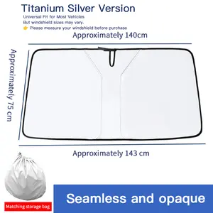SUPEREVER Ultimate 2025 Car Sunshade Titanium Silver Version Foldable Anti-UV Windshield Sunshade for Sedan SUVs Blocks Sunlight Prevents Sunburn Cools Down by 25°C Universal Fit for Men & Women Car Stuff Vehicle Accessories