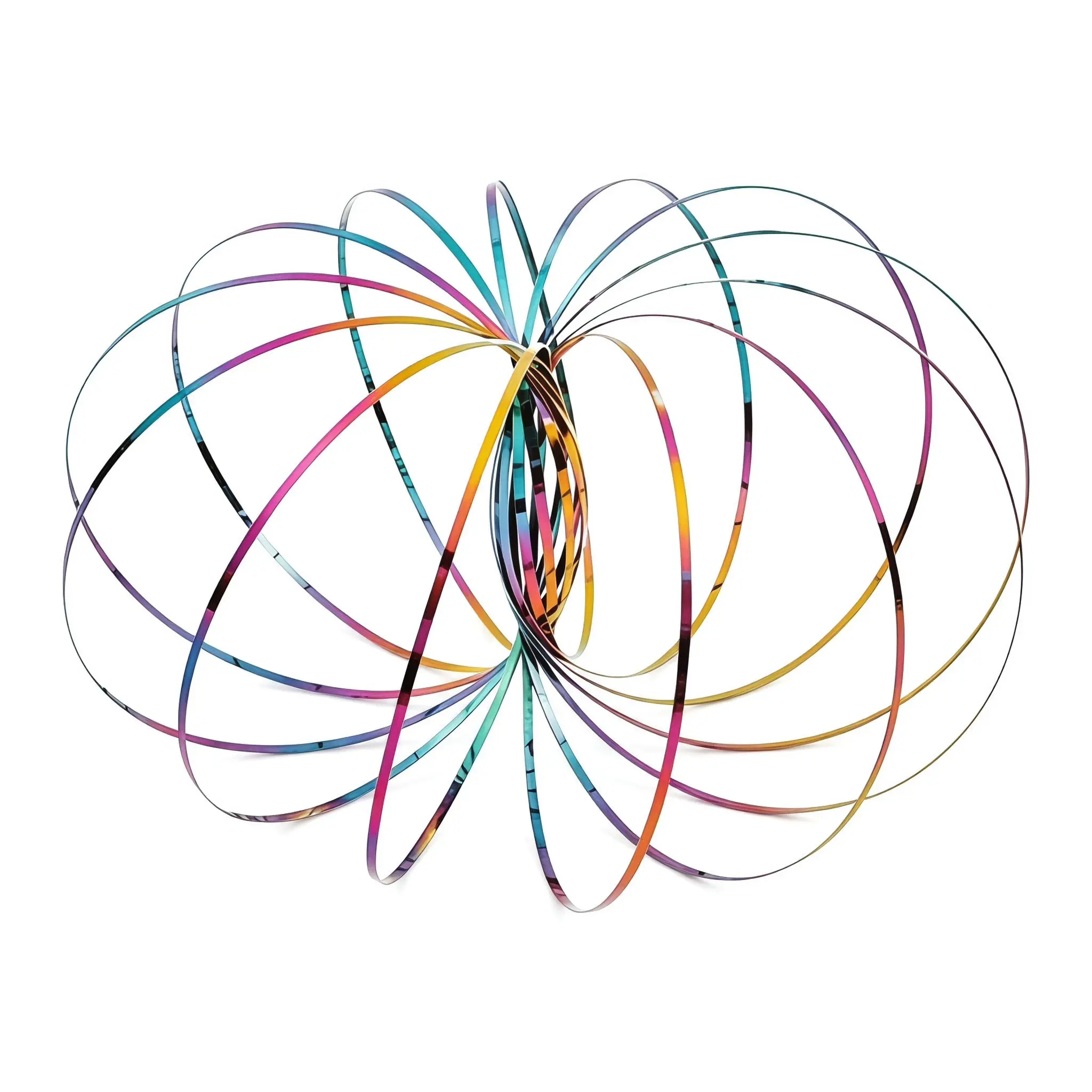 1pc Magic Flow Ring Kinetic Fidget Toy - 3D Rainbow Interactive Spring Bracelet, Stress Relief Toy for Kids & Adults (Party Bag Gift, Home & Party Activity Supply)