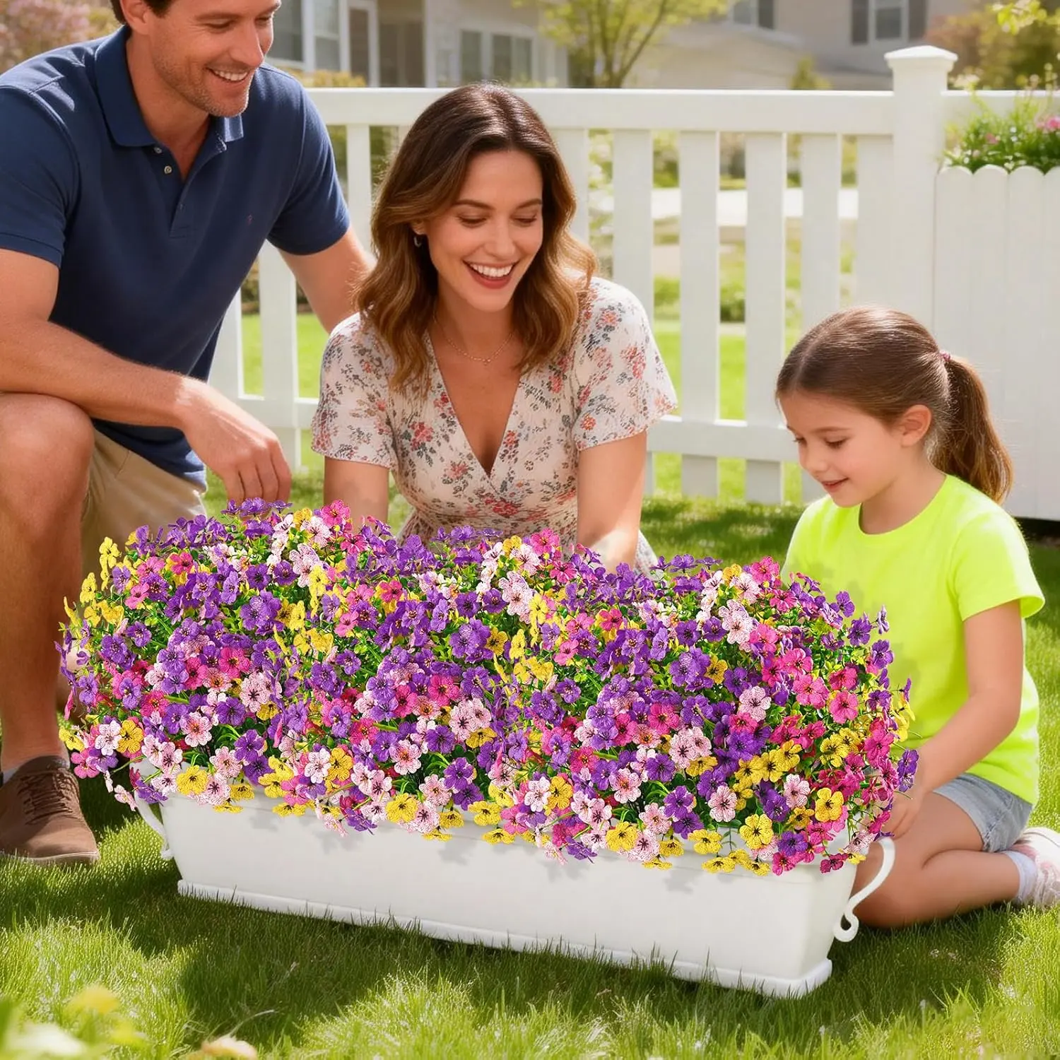 Artificial Flowers for Indoor & Outdoor Home, Colorful Fake Flower, Artificial Outdoor Flowers UV Resistant, 16 Pack Weather Resistant Artificial Chrysanthemum Flowers for Outside Landscape Decor