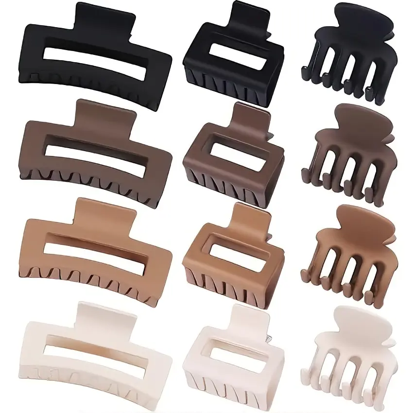 12 Pcs Hair Claw Clips for Women & Girls - 3 Styles Matte Small Claw Clips | Trendy Mini Hair Clips | Strong Hold Hair Accessories Set