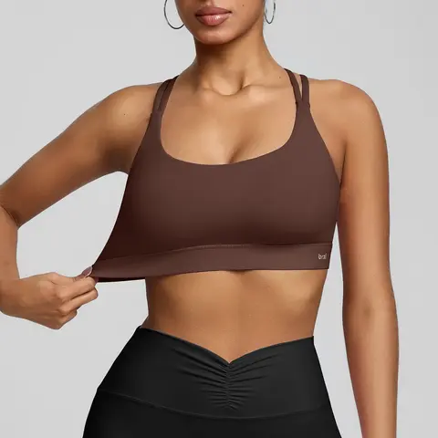 BRXL 【Discount for live】Women's Push-Up Sports Bra with Sewn-In Pads, Light Impact, Adjustable Criss-Cross Back & Chest Straps, for Yoga Workouts, Back to School, Adjustable Straps