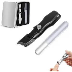 Stainless Steel Nail Clipper Set, Professional Heavy-duty Toenail Clippers+glass File, Ultra Sharp and Sturdy Nail Clippers with Iron Box