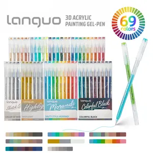 69-Color 3D Acrylic Painting Gel Pen Set Morandi & Colorful Black Glitter Metallic Highlighters Smooth Writing Aesthetic Art Supplies for Journaling, Doodling&Sketching, Unique Morandi Palette Perfect DIY Crafting&Scrapbooking Supplies for Aesthetic Vibe,