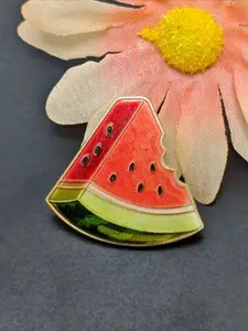 Cute Bitten Watermelon Slice Brooch Summer Fruit Enamel Pin, Alloy Lapel Pin for Clothing Bags Summer Decoration