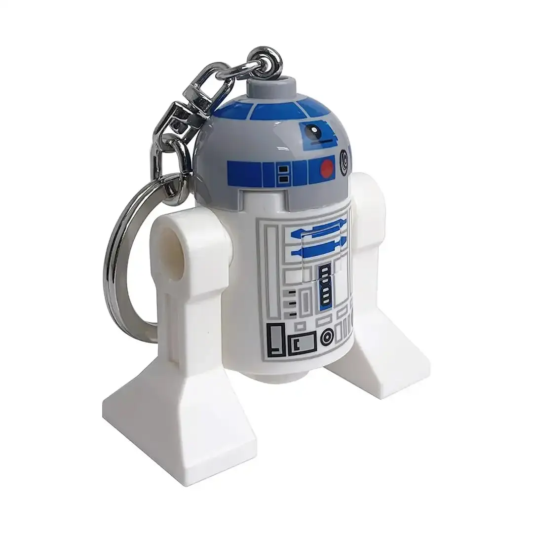 Star Wars R2-D2 LED Light Keychain - Minifigures Collectible Star Keychain with Posable Arms, Chest-Switch Press-to-Activate Function, With Lights, Metal Key Ring, 2 X CR2025, Approx. 2 Inches Tall