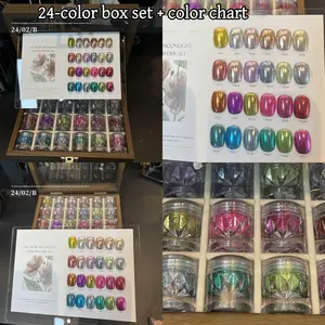 High-End Nail Art Set, 24 Color Moonlight Mirror Powder Box, Ultra-Fine Glitter, Glitter Dip Powder, Suitable for Various Occasions