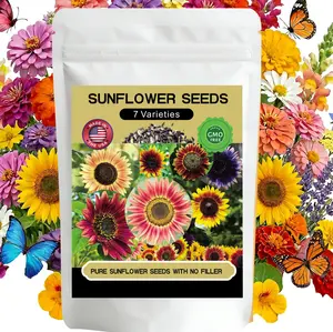7 Varieties Giant Skyscraper Sunflower Seeds 1000+pcs, Rare Heirloom Non-GMO USA Grown Mixed Seeds, Vibrant Colorful Blooms Perfect for Outdoor Garden Planting & Pollinator Attraction