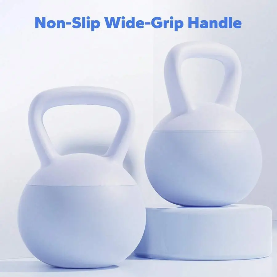 25 lbs Blue Soft PVC Kettlebell - Sand-Filled Weight Training Equipment with Stable Balanced Fill, Nonslip Wide-Grip Handle, Cushioned Base for Quiet Home Gym Fitness (1 Piece)