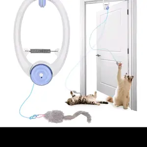 Modern Meow Door Bungee Cat Toy Self Play Teaser with Spring Action & Fluffy Tail Interactive Fun for Cats